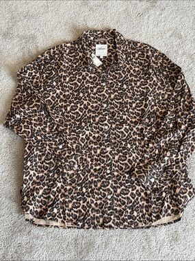 aerie Leopard Print Button-Down Shirt - Brown & Black